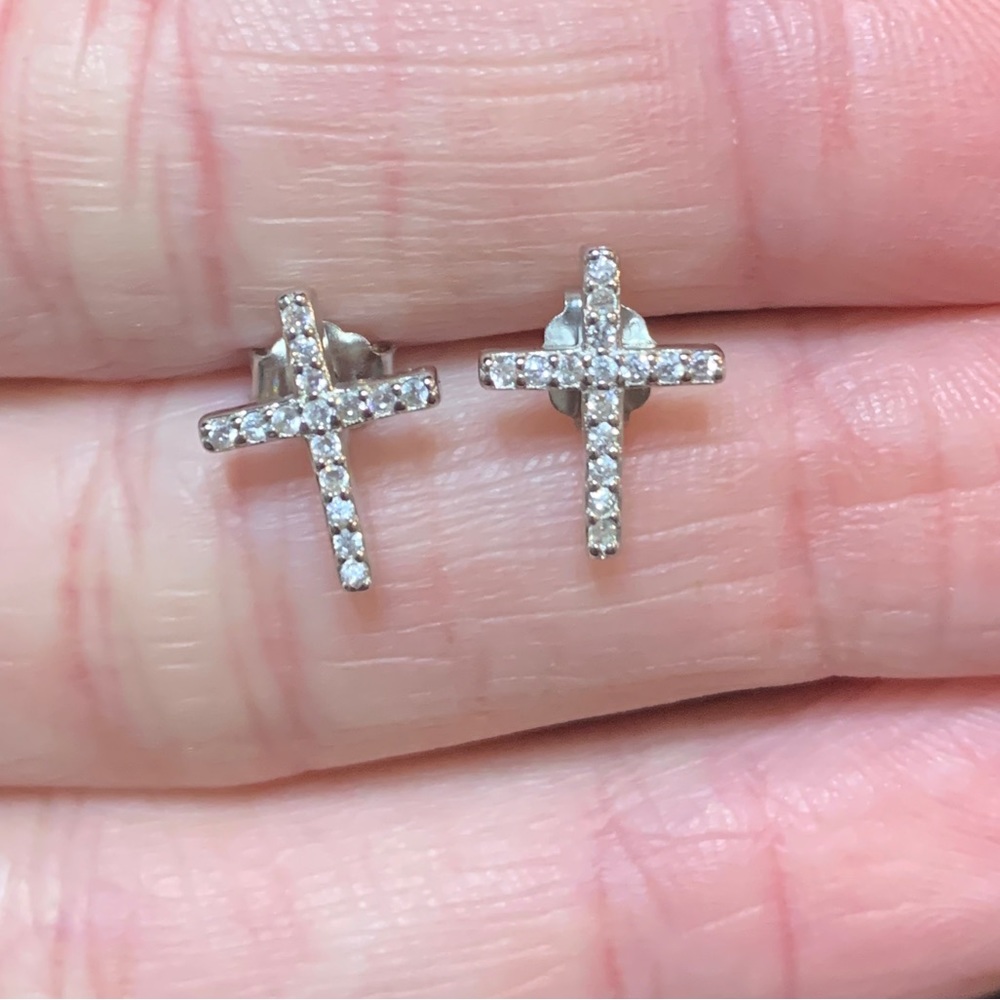 EASTER SALE! 1/10 cttw Genuine Diamond Cross Earrings
